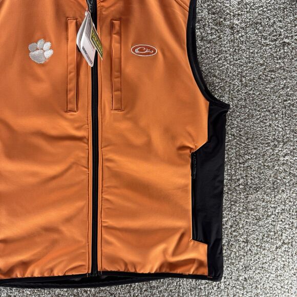 Clemson Tigers Vest Mens Medium Orange Drake Waterfowl Full Zip Outdoors Hunting - Picture 4 of 11